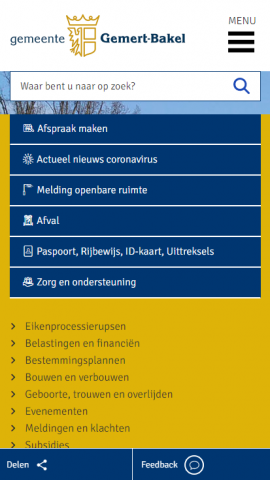 Mobile-first toptakendesign voor de gemeente Gemert-Bakel