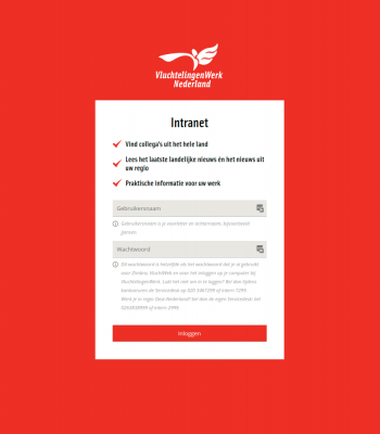 screenshot intranet vluchtelingenwerk